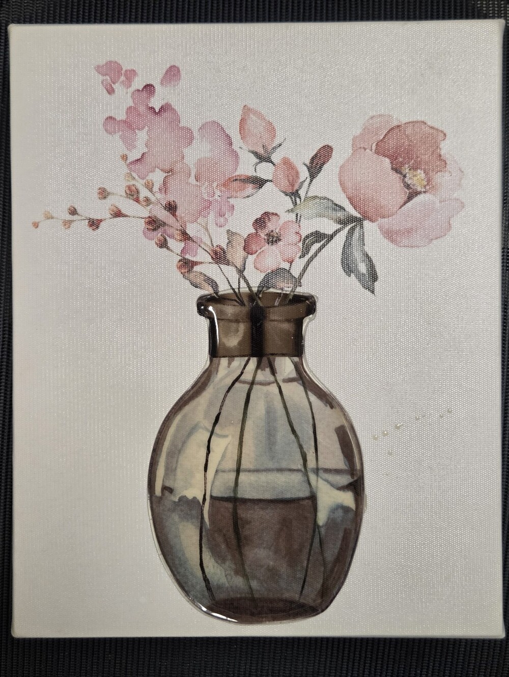 Pink Floral Vase Canvas Wall Art - Neutral Glass Vase Print